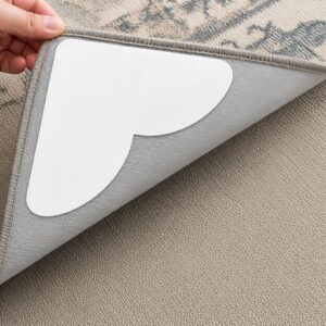 Rug Corner Grippers Patented Design for Carpet-to-Carpet Floor, Anti-Slip | 20pcs Rug Pads Stickers on Rug Floor | Low, Short-Pile, and Flat Carpets with Little to no Pile | Anti Sliding, Curling